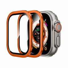 Apple Watch Ultra 49mm Screen Protector (2 Pack) – 9H Tempered Glass + Titanium Frame, Lightweight, Compatible with Apple Watch Ultra