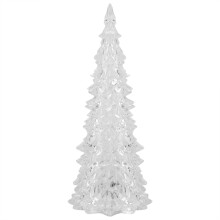 Árbol de mesa con detalles brillantes, centro de mesa festivo con diseño iluminado, decoración acrílica que cambia de color y funciona con pilas,