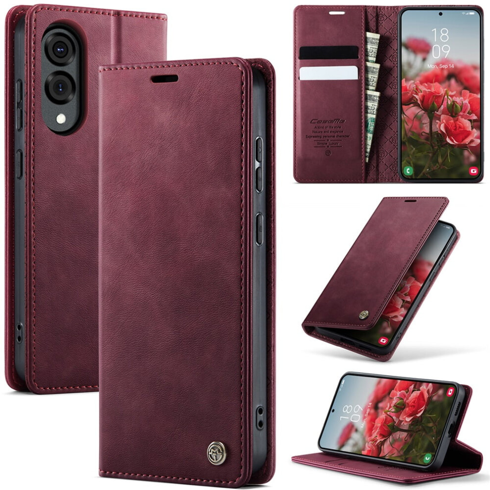 Caseme Calf Leather Wallet Case For Compatible With Samsung Galaxy S25 Edge 6.7" – Rfid Blocking, Magnetic Closure, Card/Cash Slots, Kickstand, 9152228561823