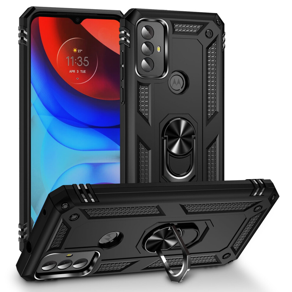 Moto G Play 2023 Case, Military-Grade Shockproof Cover With 360 Rotating Kickstand - Black 9130661956864