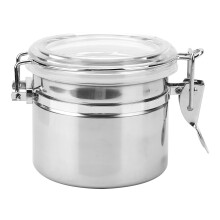 Airtight Container Stainless Steel Coffee Canister Food Storage Jar With Transparent Cover Good Sealing Performance Rust Resistant Kitchen Food