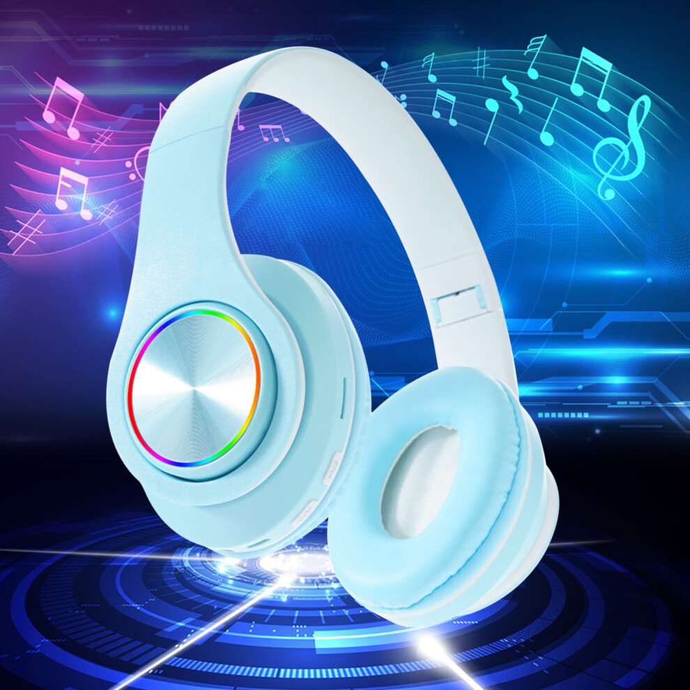 Macaron Color Bluetooth Headphones With Luminous Breathing Head Mounted Earphones For Sports Running Gift Light 9152228561854