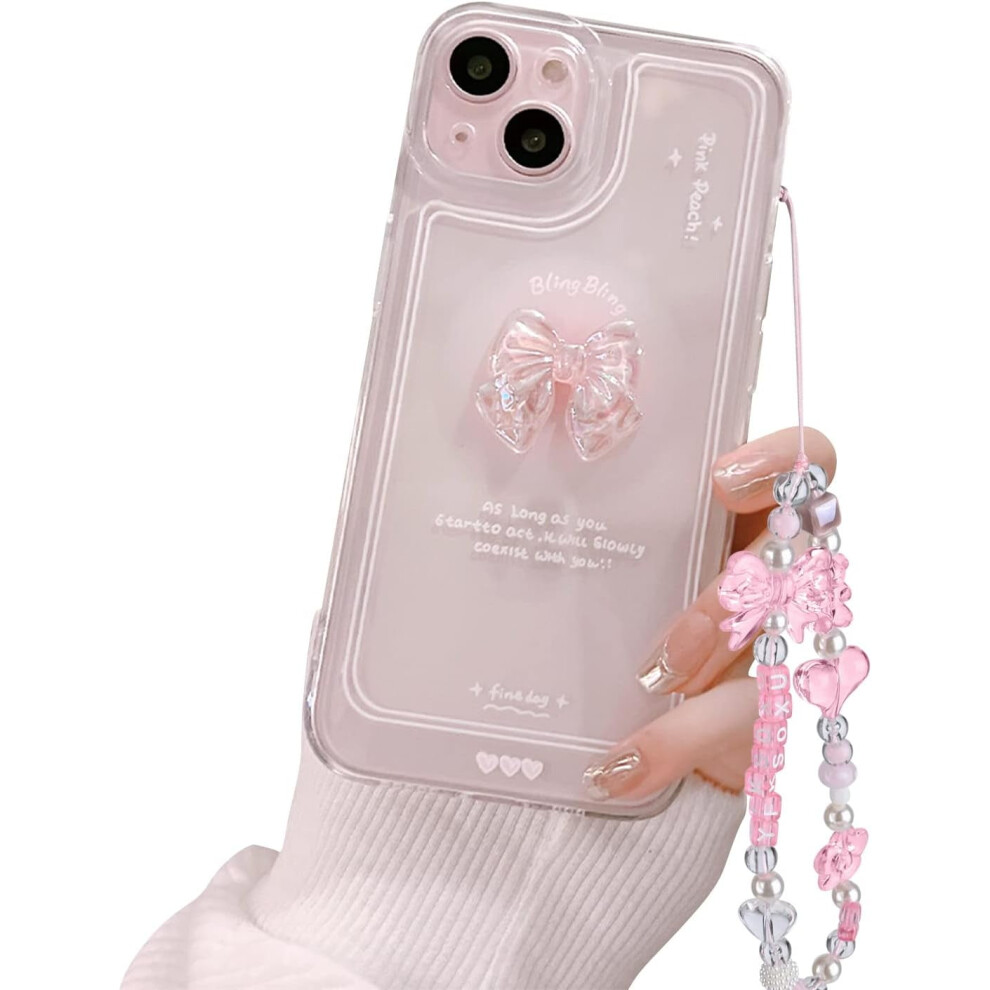 Compatible For Compatible With Iphone 13 Cute 3D Bowknot Slim Clear Aesthetic Design Women Teen Girls Camera Lens Protection Phone Cases Cover Pink 9130661958820