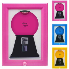 Vintage Handy Candy Frame – Hanging or Tabletop Mini Gumball Machine, Retro Wall Mount Candy Dispenser with Spinner, Fun Home Decor and Gift