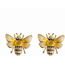 Dainty Honeybee Stud Earrings Sterling Silver Post Studs Cubic Zriconia Rhinestone Bee Insects Animal Cartilage Earrings for Women
