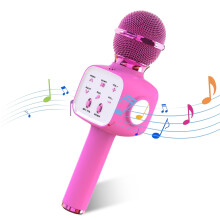 Wireless Karaoke Microphone with LED Lights Rose Red