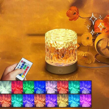 Rotating Water Ripple Lamp - Bedroom Night Light, Romantic Bedside Table Lamp, Flame Effect Mood Light for Home Decor