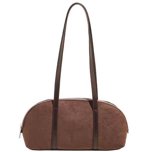 Γυναικεία Τσάντα Χιαστί Faux Suede σε Καφέ Χρώμα