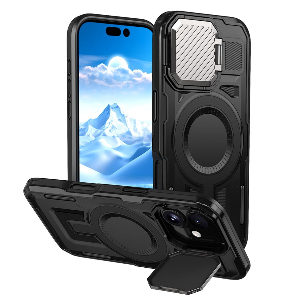 Rugged Magsafe Case For Iphone 17 (6.1") – Military-Grade Protection, Adjustable Metal Camera Cover, Black 9152228562349