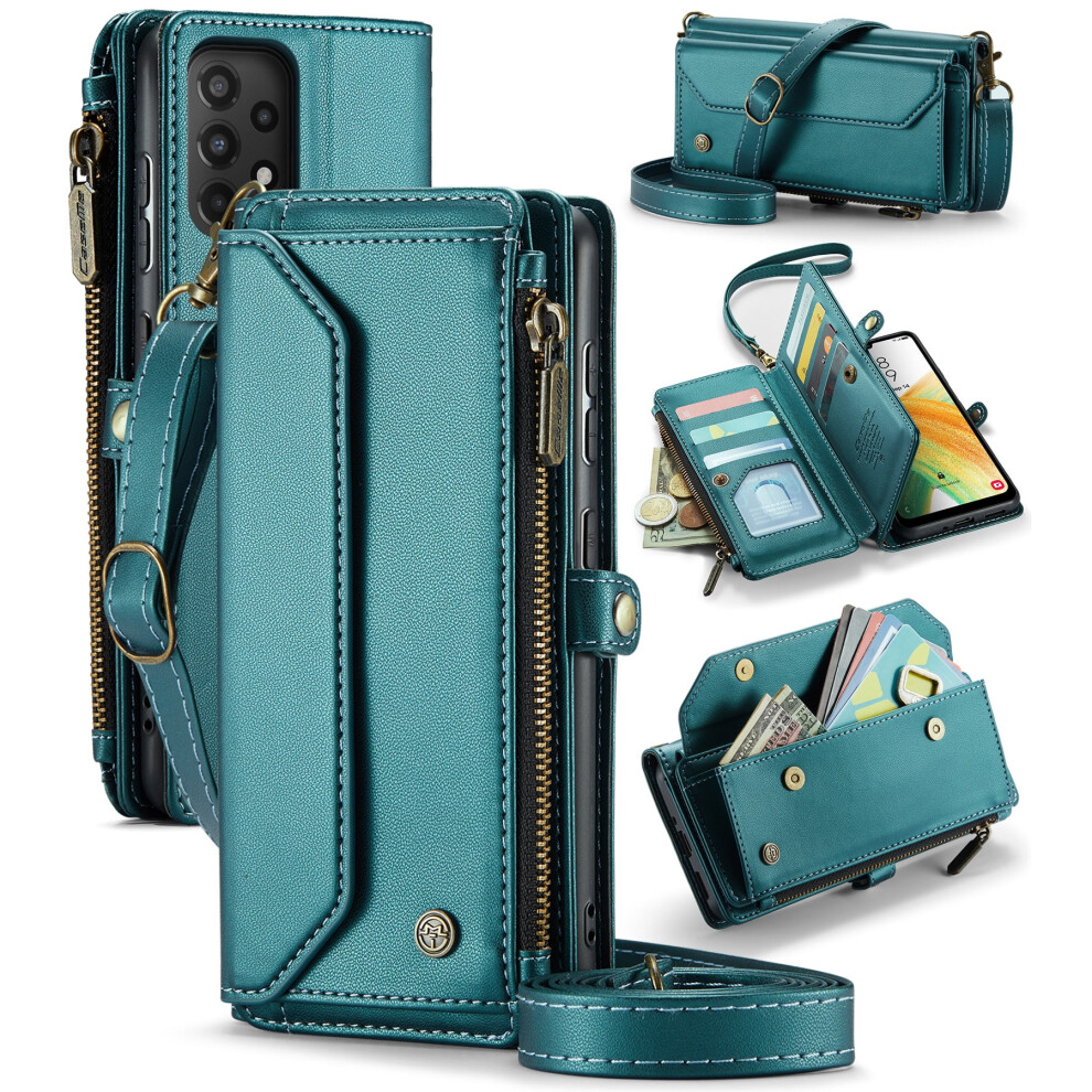 Caseme Leather Wallet Case For Compatible With Samsung Galaxy A33 5G Â Rfid Blocking, 10-Card Holder, Zipper Bills Slot, Magnetic Wrist Strap 9130661960113
