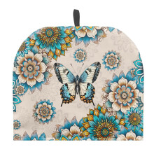 Boho Mandala Teapot Dust Cover – Thick Cosy with Top Handle, Butterfly Decor, Compatible with Standard Teapots