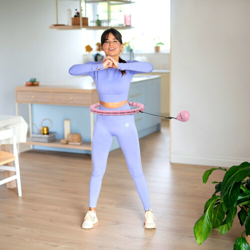 Gewichteter Hula Hoop, Hellrosa, Fitnessübung 1