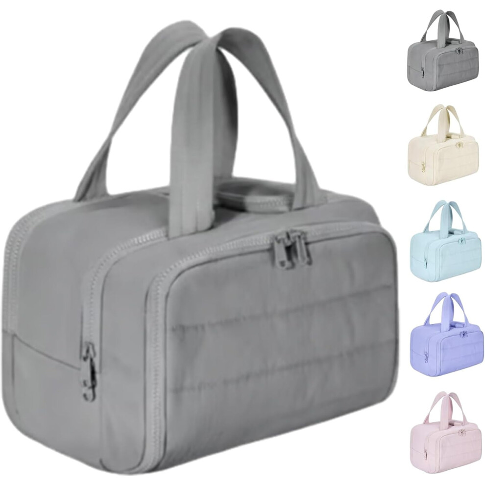 Hrtesus Cureaway Travel Cosmetic Bag, Curetoaway Large Capacity Wide-Open Travel Cosmetic Bag, Wide Open Flat Makeup Toiletry Bag