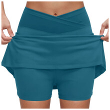 Saia-calça feminina com bolsos, controle de barriga, tamanho plus size, cintura alta, esportiva, casual, azul marinho, XXXXXL