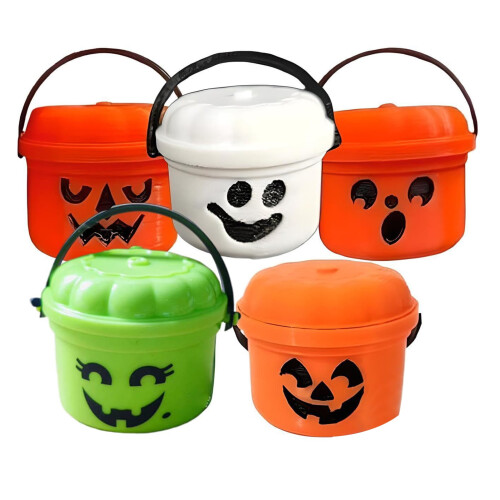 Mini Halloween slikspande med håndtag - 5 stk. 1