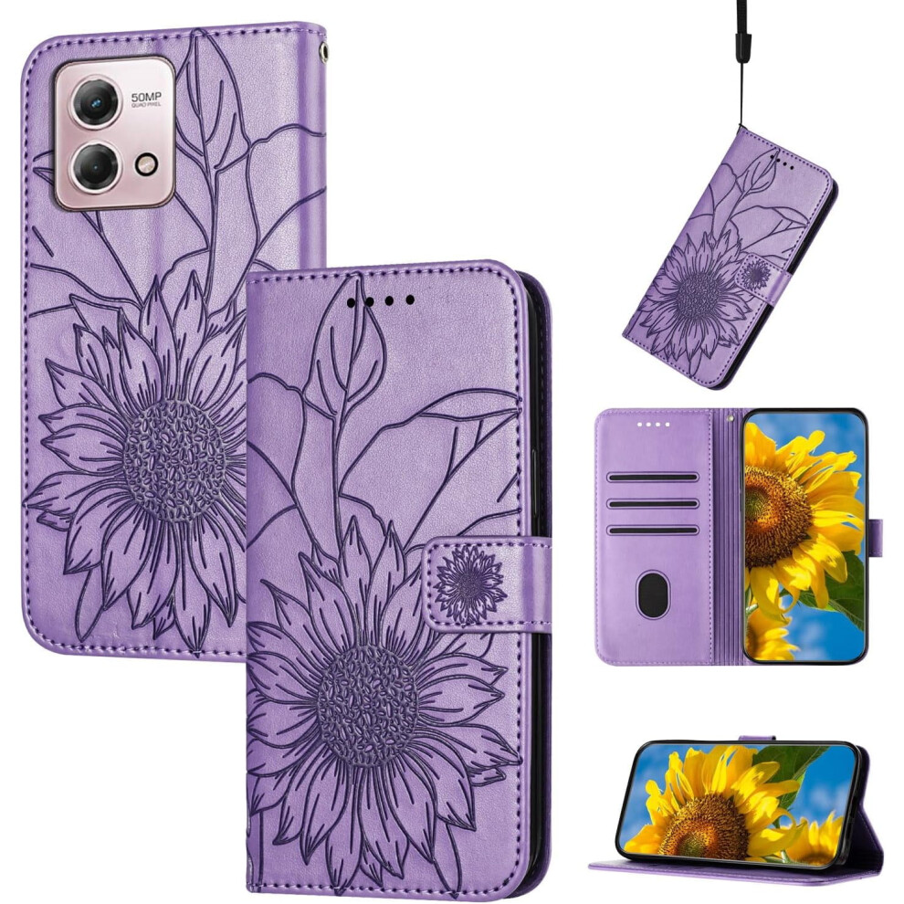 Sunflower Leather Wallet Case For Moto G Stylus 5G 2023 – Magnetic Closure, Kickstand, Card Holder, Shockproof 9170372171620