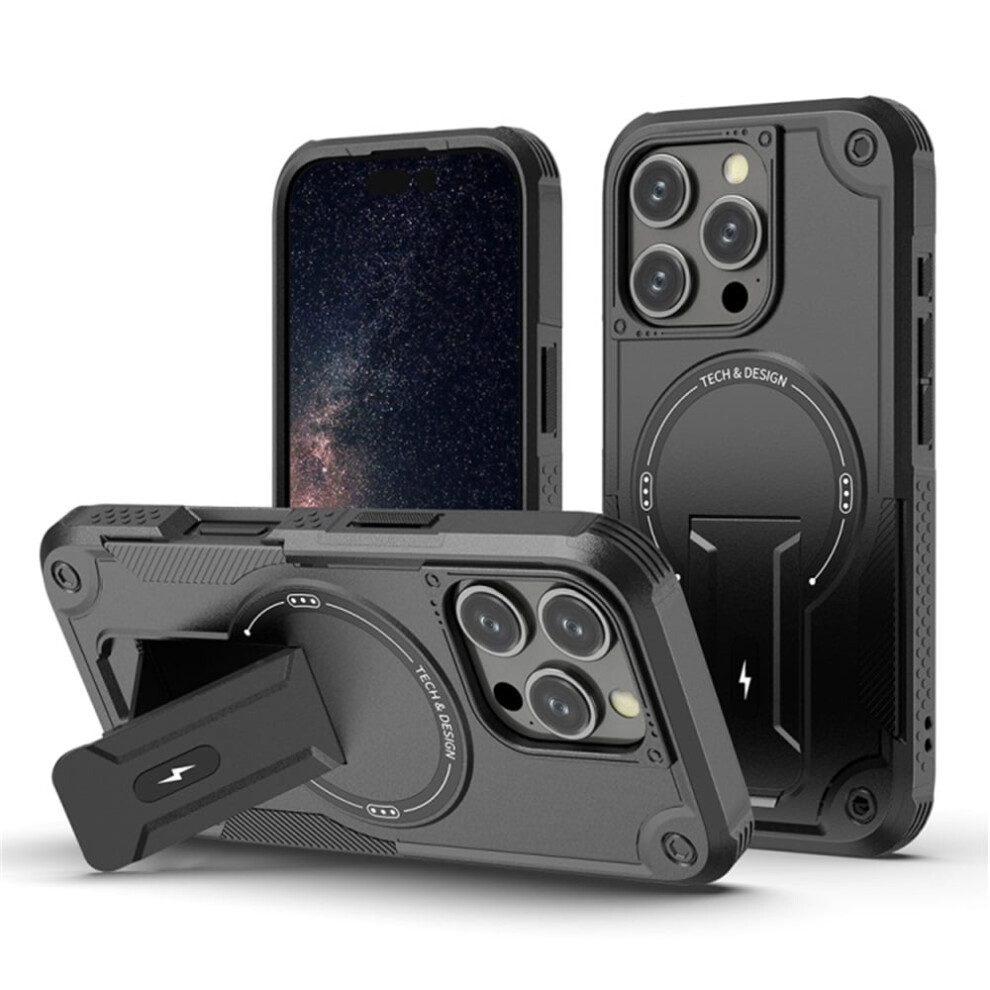 Iphone 16 Pro 6.3" Case Â Magsafe Compatible, Military-Grade Shockproof Tpu With Built-In Stand, Black 9170372168606