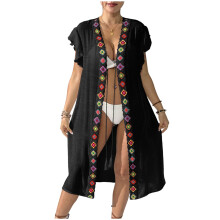 Kimono transparent din dantelă pentru femei, lungime midi