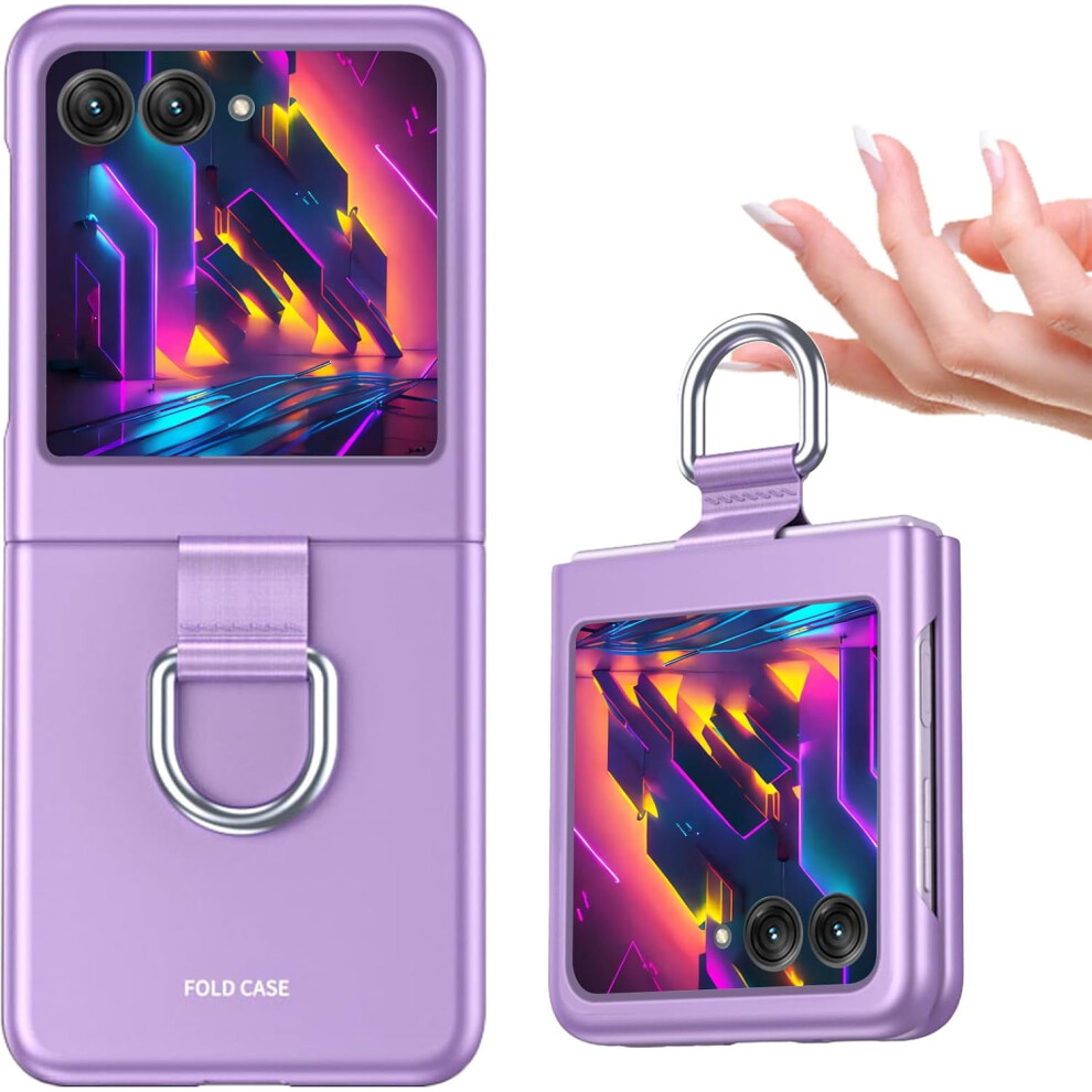 Shockproof Phone Case Compatible With Motorola Razr+/Moto Razr Plus 2023 & Razr 40 Ultra Â With Ring Purple 9165521672660