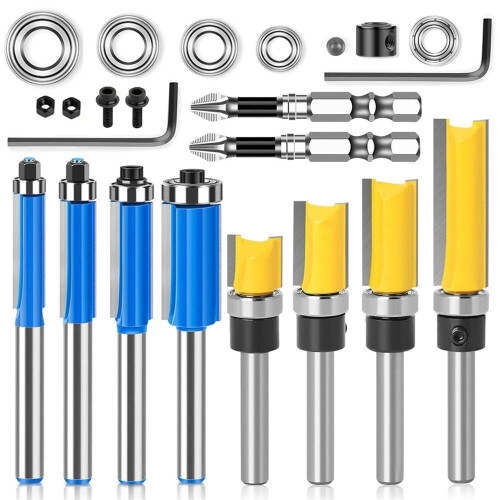Tungsten Carbide Flush Trim Router Bit Set 23 Pieces