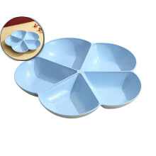 Plateau de service rond en plastique compartimenté à 4 compartiments