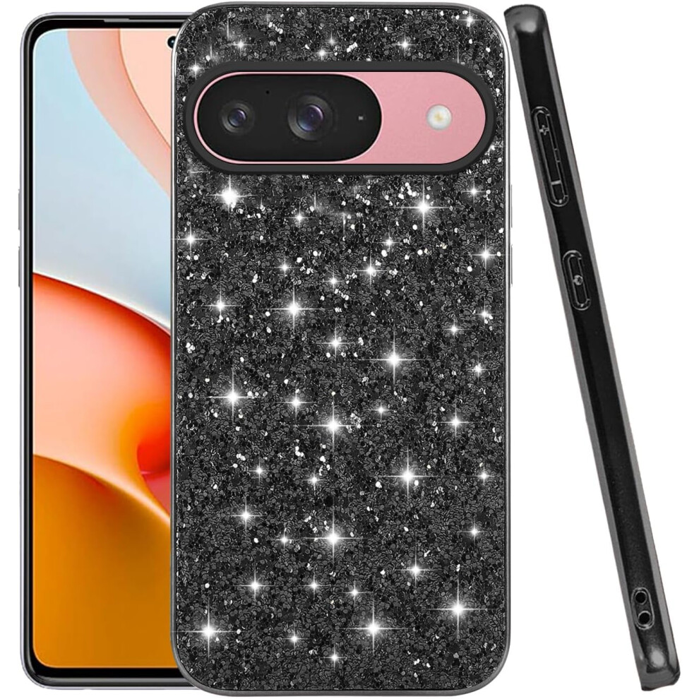 Glitter Shockproof Case For Google Pixel 9 Â Bling Sparkly Tpu/Pc Thin Protective Cover (Black), Compatible With Google Pixel 9 Black 9170372168934