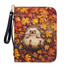 Maple Leaf Hedgehog Bible Cover Compatible with Apple Print Leather – Lightweight, Detachable Wristlet Strap, XL for Men/Women