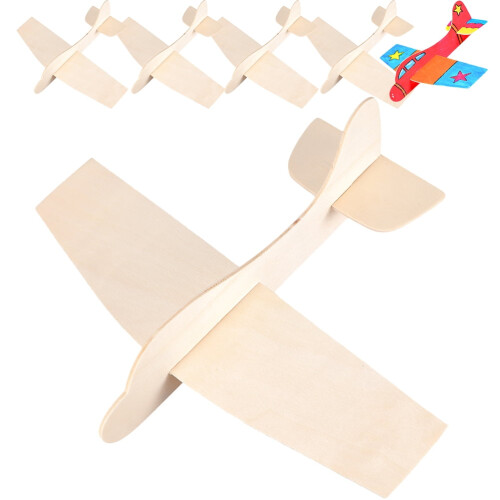 6 st träflygplansmodell montera träplan DIY tom målning flygplan barn leksak gåva