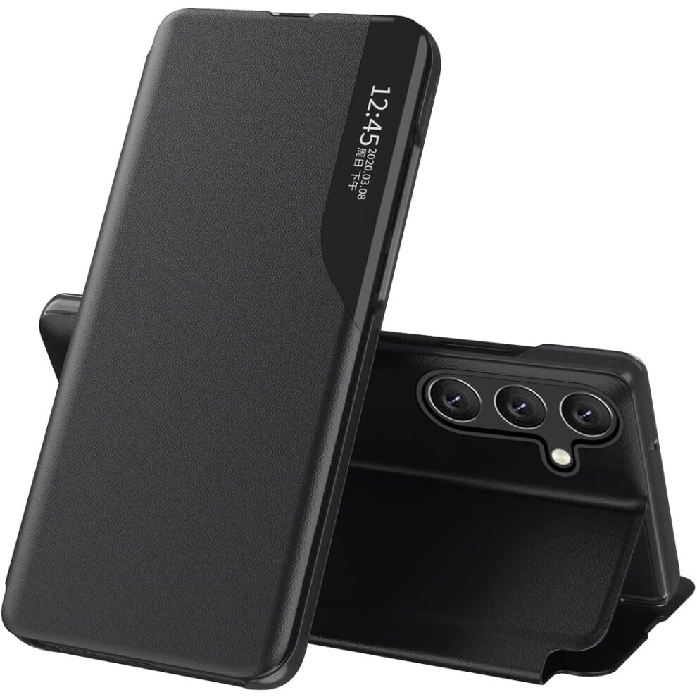 Clear View Leather Flip Case With Kickstand & Magnet For Compatible With Samsung Galaxy A35 5G Â Shockproof, Protective, Black 9405492297869
