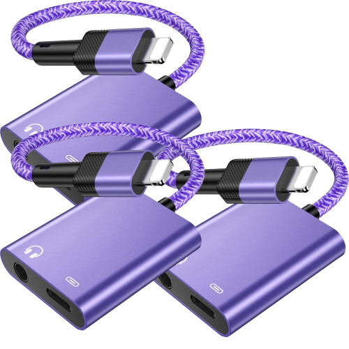 iPhone hoofdtelefoonadapter 3,5 mm jack + snellader 3 stuks