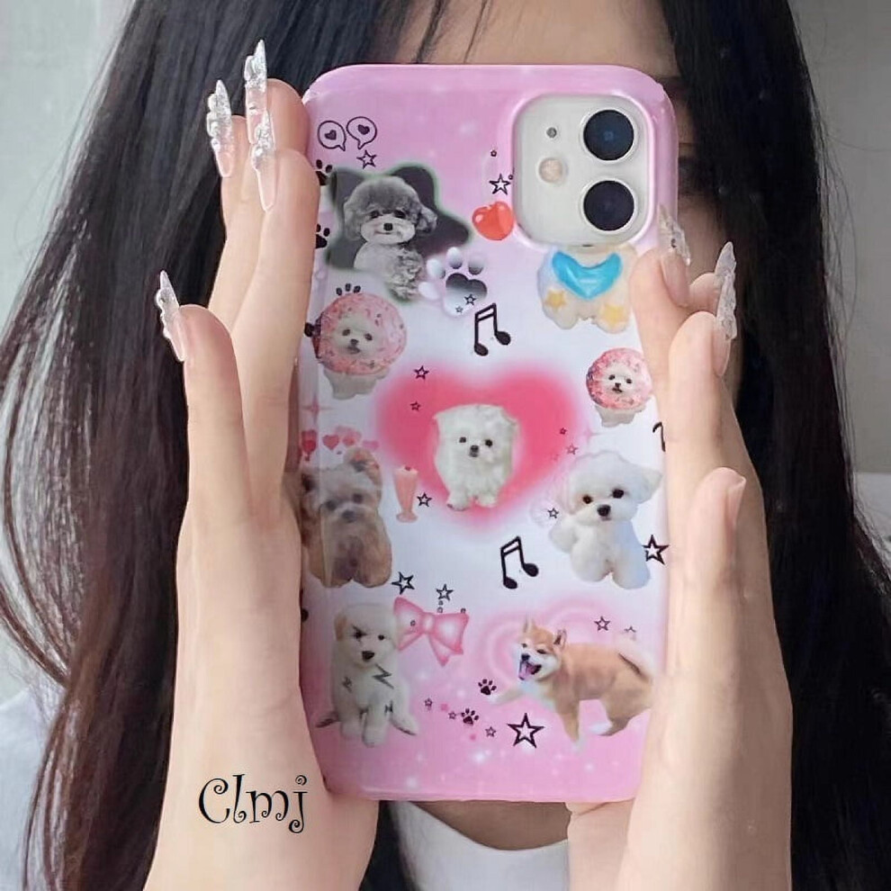 Clmj Vintage Dog Cat Star Bow Phone Case For Compatible With Iphone 14 11 12 13 Pro Xr Xs Max X 7 8 Plus Se 2020 Cute Animal Silicone Cover Ins 9165521673988