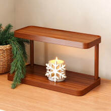 Étagère de rangement de bureau en bois avec porte-tasses à 2 niveaux