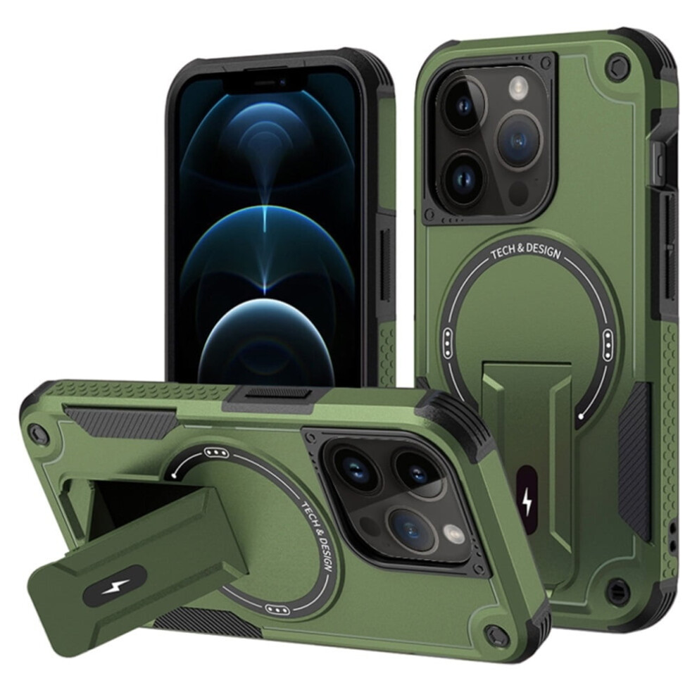 Iphone 12 Pro Max 6.7" Case [Compatible With Magsafe] Â Military-Grade Shockproof Tpu With Invisible Stand, Green 9165521671519