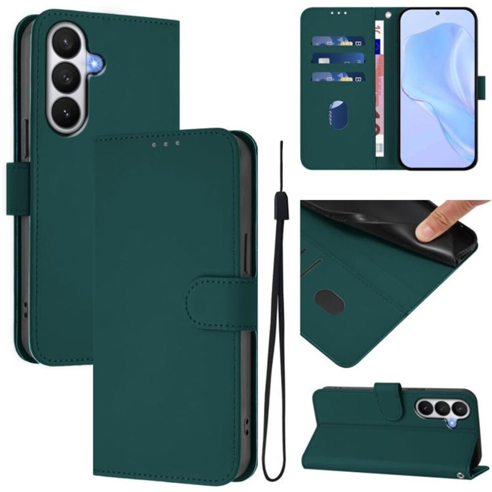 Wallet Case Compatible With Samsung Galaxy S26 5G Â Pu Leather Flip Folio, Magnetic Closure, 3 Card Slots & Wrist Strap, Dark Green 9165521670932