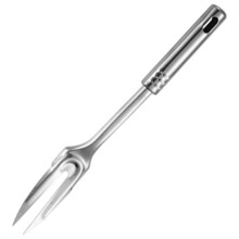 Fleischgabel mit langem Griff, ergonomisch geformte Tranchiergabel mit hitzebeständigem Schaft, robuste Grillgabel aus Edelstahl, zweizinkige