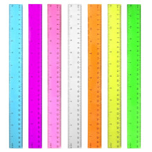 Regla duradera y resistente para oficina y escuela, colores surtidos en acabado transparente, regla de plástico transparente con bordes lisos y