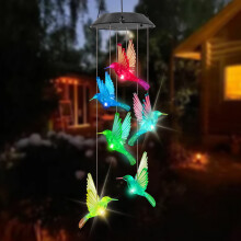 Carillon solaire lumineux colibri, décoration de cour extérieure, guirlande lumineuse LED suspendue, lumière à dégradé automatique, cadeau