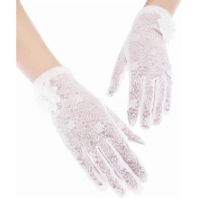Gants courts en dentelle florale pour femmes