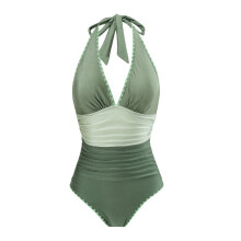 Women's Tummy Control One-Piece Swimsuit Halter Ruched
