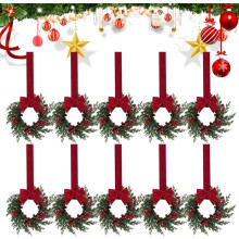 Weihnachts-Minikränze-Set (2–12 Stück), künstliche Kiefernzweige mit Schleifen und Beeren, Weihnachtsdekoration für drinnen und draußen, Tür-