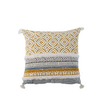 Taie d'oreiller carrée douce pour canapé, housse de coussin décorative touffetée tissée à la main avec pompons pour salon, chambre, voiture,