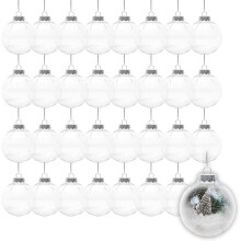Craft-Ready, Reusable Fillable Ornaments, Clear Plastic Fillable Ornament Balls with Removable Top, DIY Plastic Ornaments for Christmas Tree,
