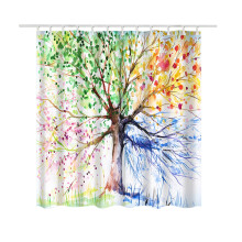 Rideau de douche en polyester avec imprimé nature artistique, rideau de bain en tissu imperméable lavable en machine, impression 3D avancée
