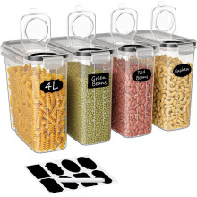 Boîtes de conservation alimentaire en plastique avec couvercles, boîtes hermétiques pour garde-manger avec marqueur et étiquettes, conception