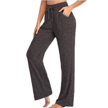 Dames joggingbroek, losvallende yogabroek met wijde pijpen en uitlopende zoom, zachte, lichtgewicht loungebroek met diepe zakken en trekkoord voor