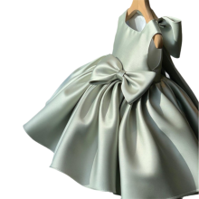 Taufkleid für Mädchen, verstellbare Schleife, langärmeliges Prinzessinnenkleid in A-Linie mit bauschigem Schnitt, Blumenmädchenkleid für