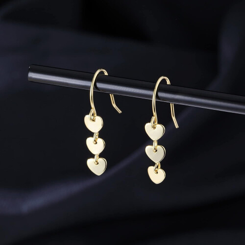 Sterling Silver Heart Drop Earrings for Women 2