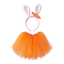Hasenkostüm für Damen, bestehend aus Karottenohren und orangefarbenem Tutu, Osterhasenohren-Haarreif aus weichem Material, biegsame Ohren für