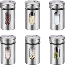 Kruidendispenser met verstelbare schenkopeningen, zout- en peperstrooier van roestvrij staal, eenvoudig bij te vullen dankzij het antisliponderstel