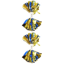 2Stk Blaue Und Goldene Cheerleading Pom Poms Kunststoff Für Fans